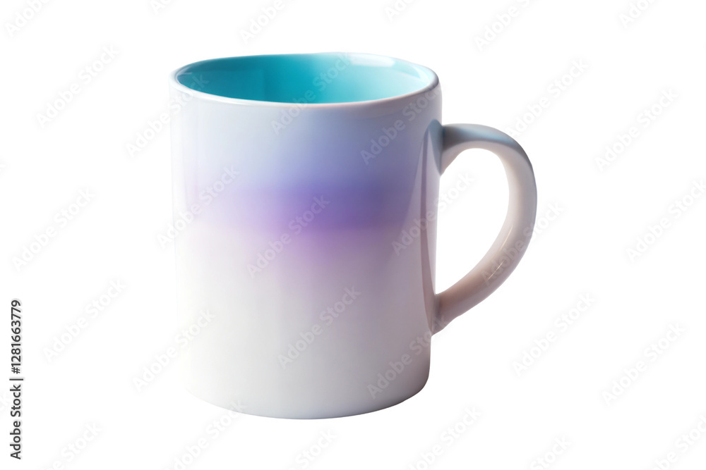 Simple White Mug with Subtle Gradient Effect from Purple to Blue, Transparent Background Simple White Mug with Subtle Gradient Effect from Purple to Blue, Transparent Background