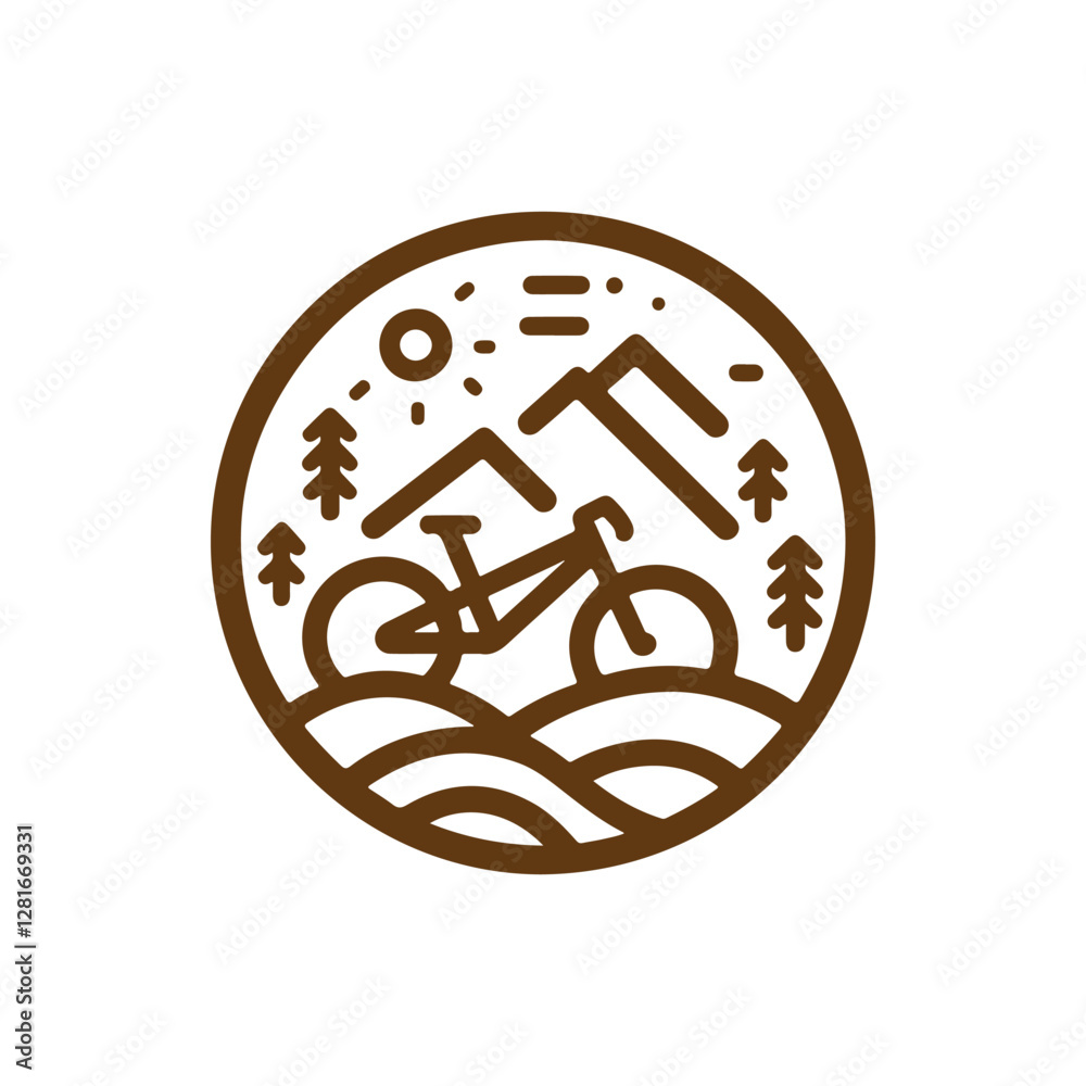 Mountain bike line art logo. mountain bike cycling vector vintage illustration. minimalist bicycle icon logo Mountain bike line art logo. mountain bike cycling vector vintage illustration. minimalist bicycle icon logo