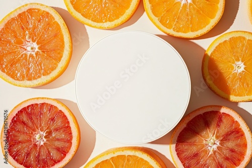 Citrus Fruit Slices with Blank Circle photo
