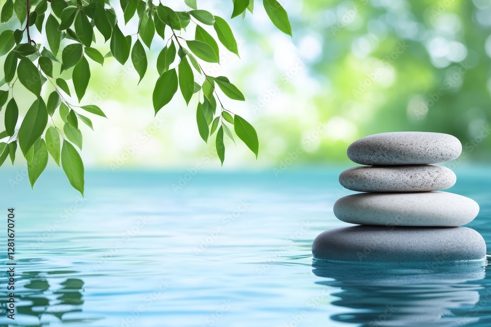 Serene Spa Stones and Tranquil Water - Peaceful zen garden scene, symbolizing tranquility, balance, harmony, nature, and serenity. Ideal for spa, wellness, or meditation themes Serene Spa Stones and Tranquil Water - Peaceful zen garden scene, symbolizing tranquility, balance, harmony, nature, and serenity. Ideal for spa, wellness, or meditation themes