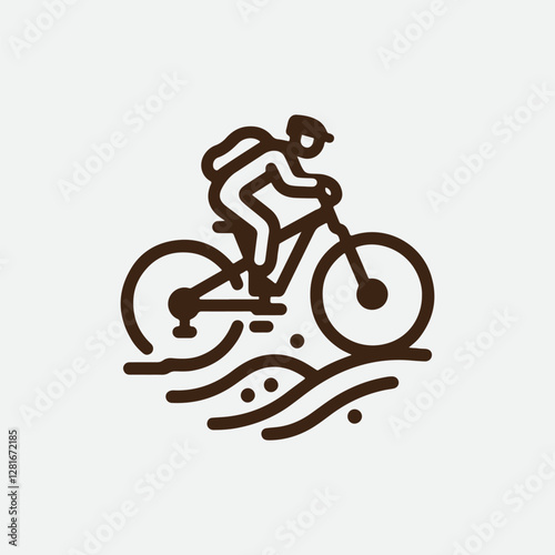 Mountain bike line art logo. mountain bike cycling vector vintage illustration. minimalist bicycle icon logo