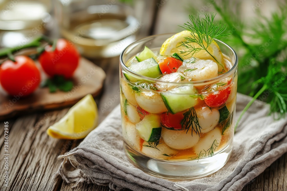 Enjoy a refreshing cocktail of canned scallops with lemon sauce and herbs, perfect for those lazy mornings spent savoring delightful flavors. Enjoy a refreshing cocktail of canned scallops with lemon sauce and herbs, perfect for those lazy mornings spent savoring delightful flavors.