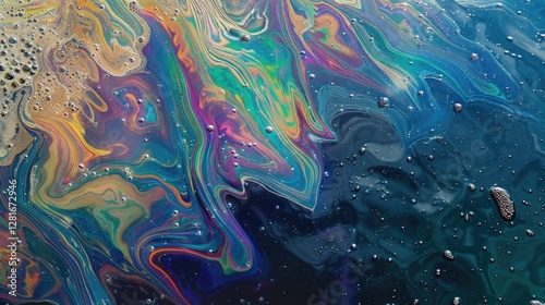 Iridescent oil patterns on water