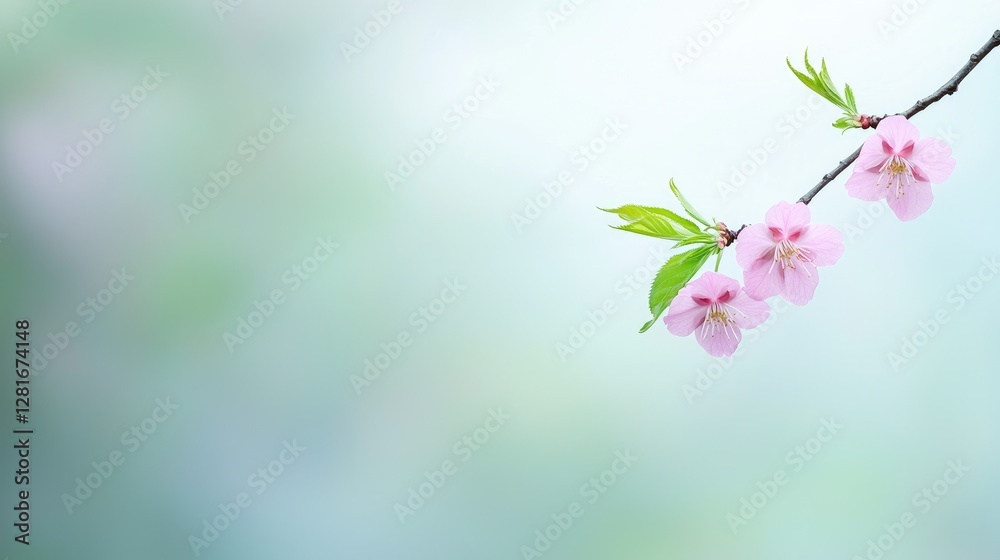 Delicate Pink Blossoms on Branch, Soft Background, Springtime Beauty, Perfect for Greeting Cards Delicate Pink Blossoms on Branch, Soft Background, Springtime Beauty, Perfect for Greeting Cards