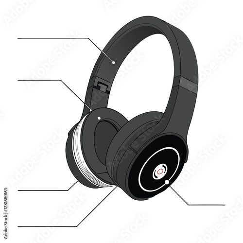 Modern Wireless Headphones Vector  Stylish Audio Illustration