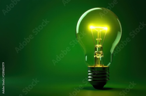 Electric light bulb on a green background