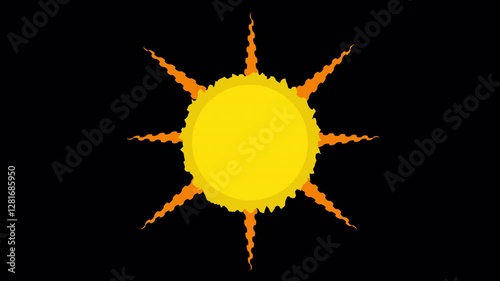 Cartoon Sun 2D Animated Loop with Alpha Channel