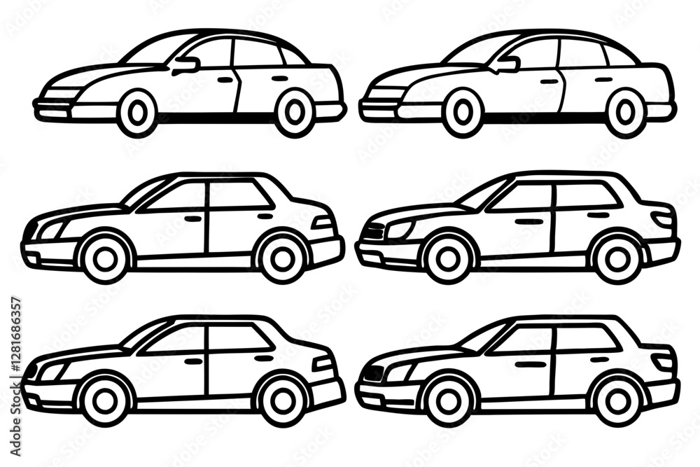 Fototapeta premium Hybrid Car Line Art Vector Bundle Design Set