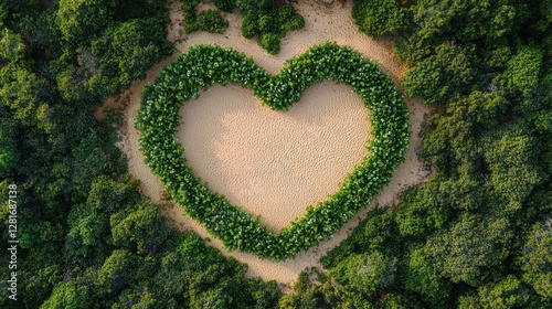 Aerial Heart-Shaped Beach Grove