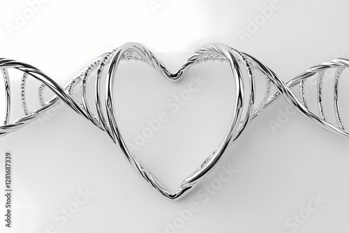 Heart shaped DNA helix border in vector style with flat design