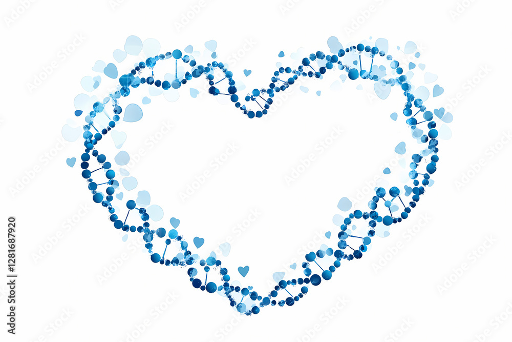 Heart shaped DNA sequence border in vector style Heart shaped DNA sequence border in vector style