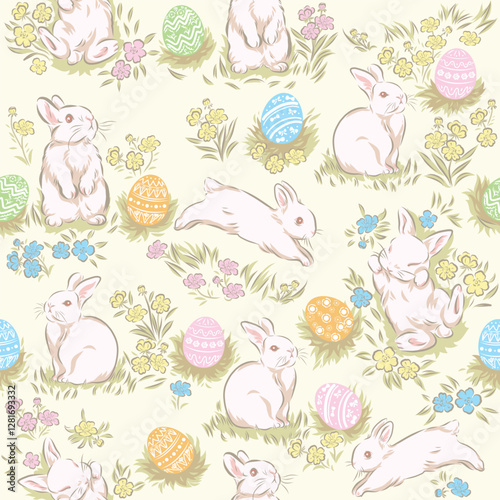Seamless pattern of Rabbit and Easter Egg.