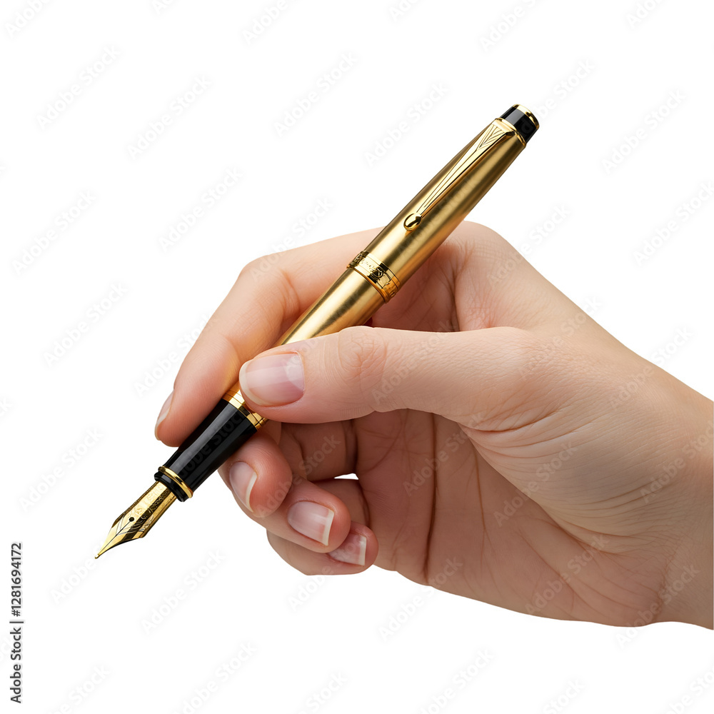 hand holding fountain pen isolated on transparent background hand holding fountain pen isolated on transparent background