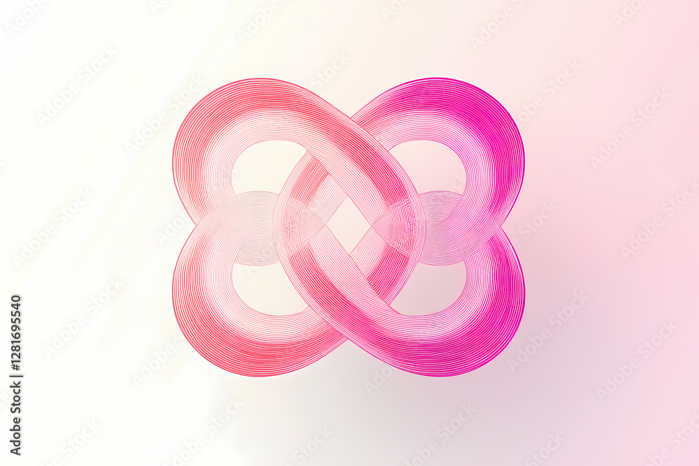 Interlocking hearts line art in vector style with a pink to red gradient Interlocking hearts line art in vector style with a pink to red gradient