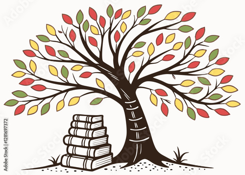 Open Book with Colorful Leaves and a Cozy Background, Celebrating the Joy of Reading and Learning