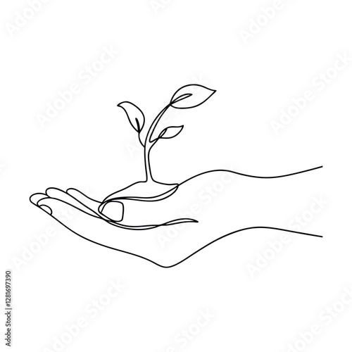Protecting Nature Hands Gently Cradle Growing Plant Sprout