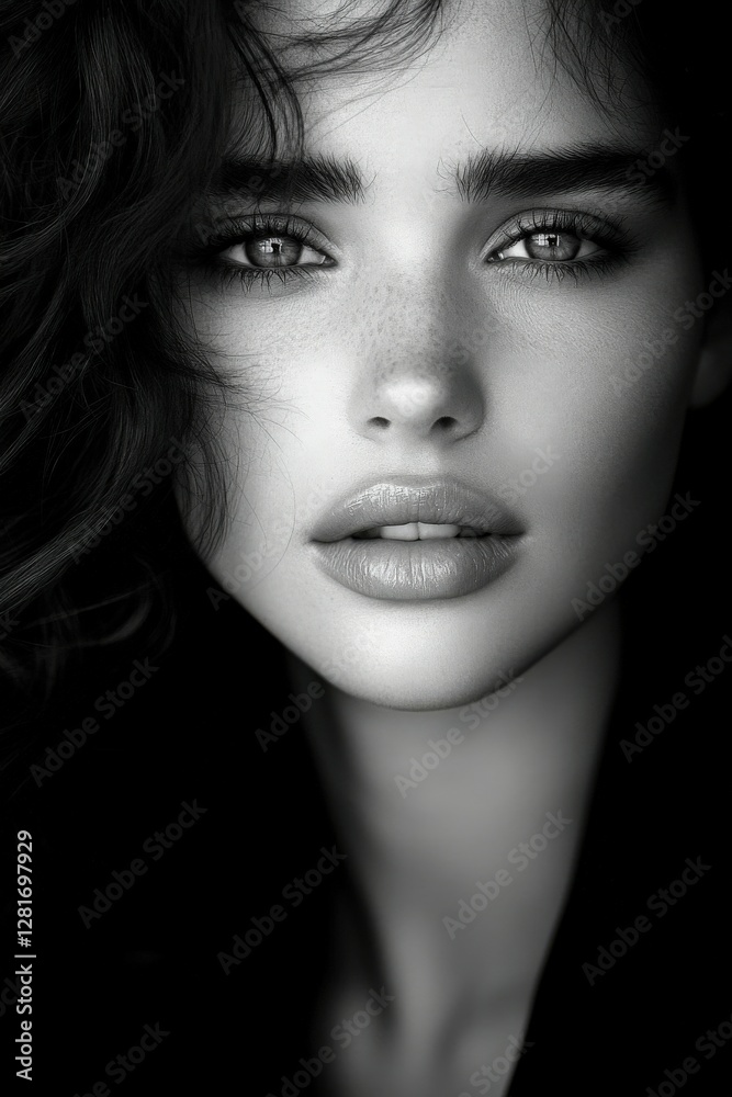 Fototapeta premium Captivating black and white portrait emphasizing expressive eyes