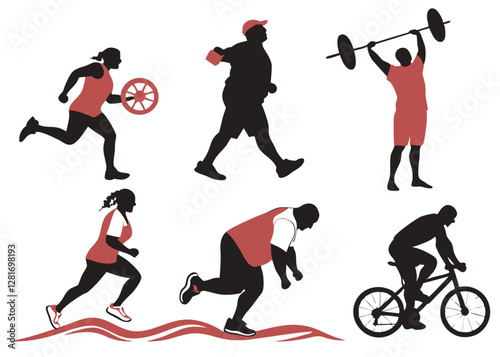 Colorful Illustration of Individuals Participating in Different Sports, Celebrating Active Lifestyles for World Obesity Day