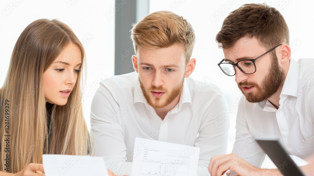 Fototapeta premium Business Team Analyzing Graphs and Data in Office Environment