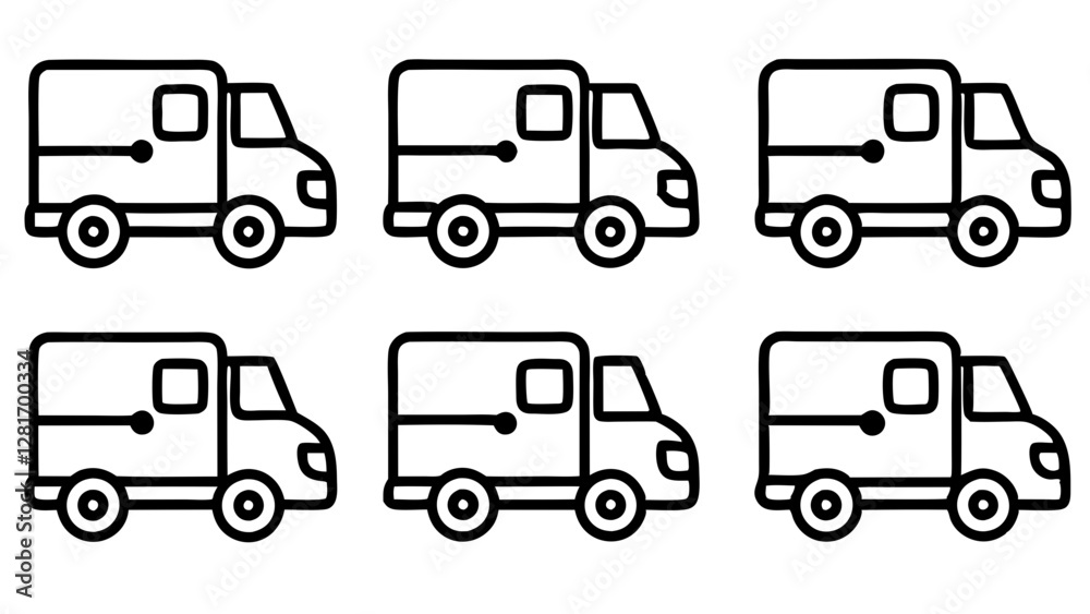 Mail Truck Line Art Vector Bundle Mail Truck Line Art Vector Bundle