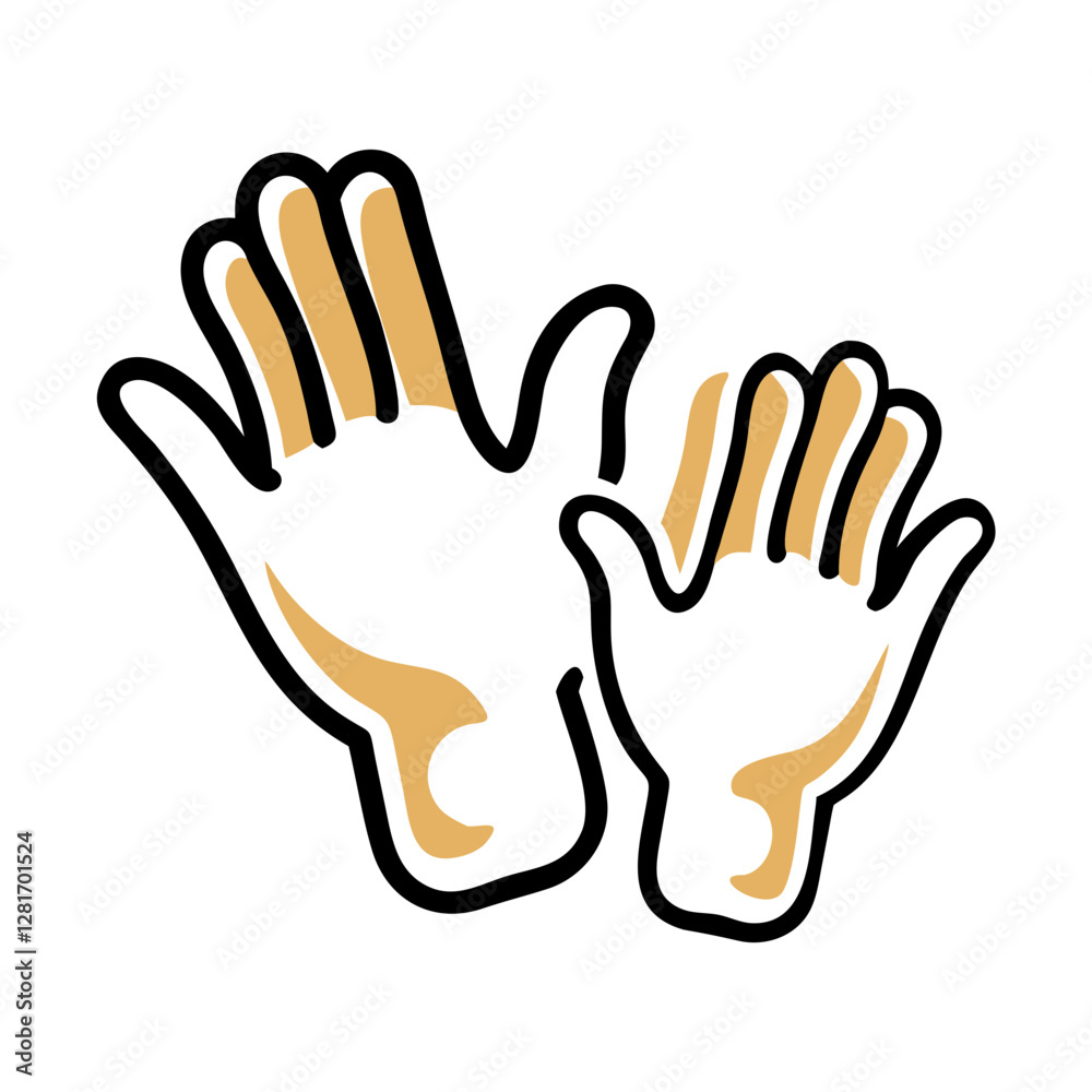Two hands expressing unity on a white background Two hands expressing unity on a white background
