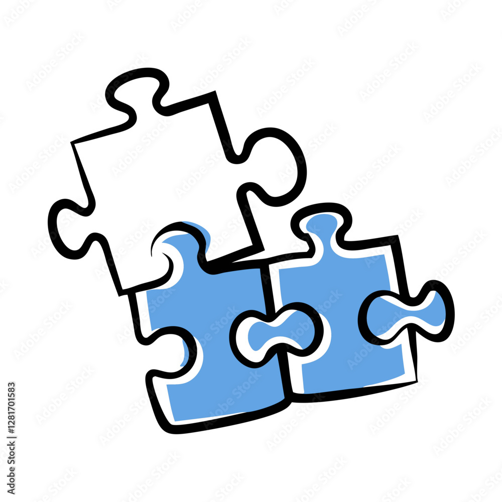 Puzzle pieces fitting together on a white background Puzzle pieces fitting together on a white background