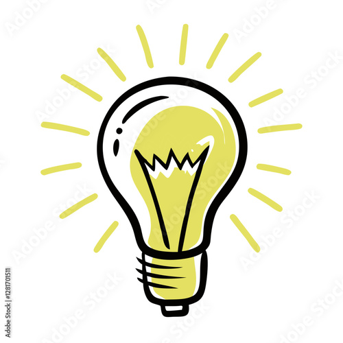 Light bulb with glowing rays