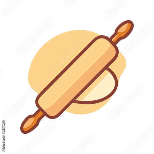Rolling Pin for Baking Dough – Vector Illustration and Icon for Culinary Projects.
