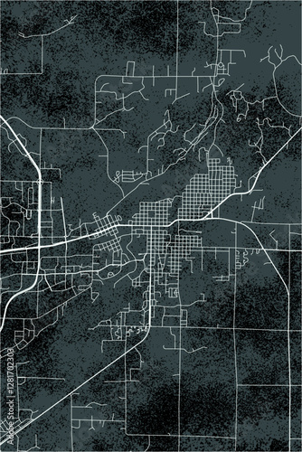 Brainerd vector minimalist street map American city on grunge dark background. Minnesota. USA