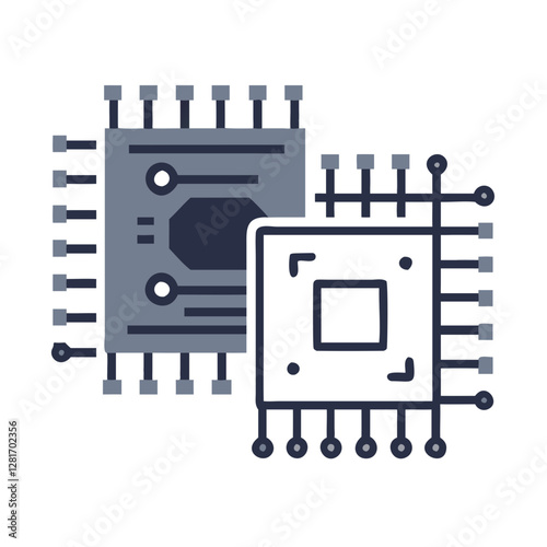 Circuit Board and Microchip Vector Illustration – Technology and Electronics Design.