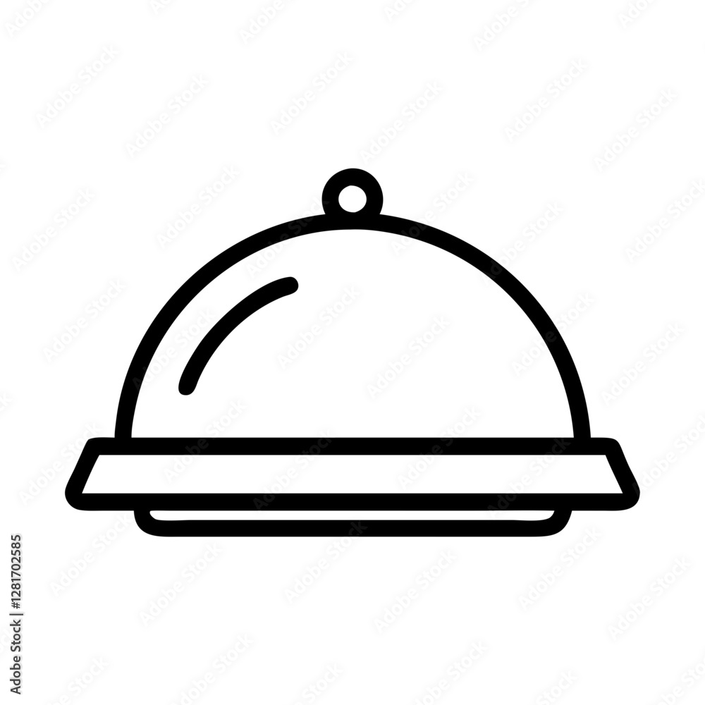 Food Platter with Cloche Lid – Elegant Dining Vector Illustration for Culinary Designs