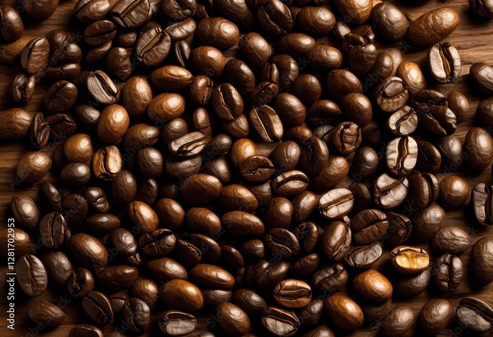 coffee beans elegantly arranged richly textured wooden surface creating inviting warm atmosphere, artisan, brown, cafe, culinary, drink, espresso, fresh coffee beans elegantly arranged richly textured wooden surface creating inviting warm atmosphere, artisan, brown, cafe, culinary, drink, espresso, fresh