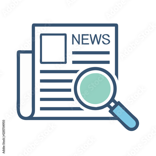 Newspaper and Magnifying Glass – Journalism and Research Concept vector icon
