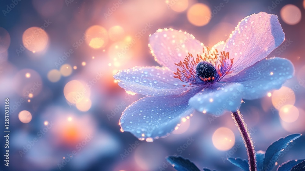 Fototapeta premium Dewy flower bokeh garden magic design