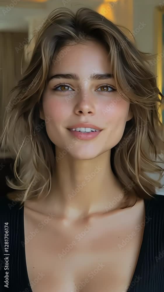 Blogger woman sincerely engaging with audience. AI-generated video of a blogger talking warmly. Perfect for lifestyle and social media in 4K. Blogger woman sincerely engaging with audience. AI-generated video of a blogger talking warmly. Perfect for lifestyle and social media in 4K.