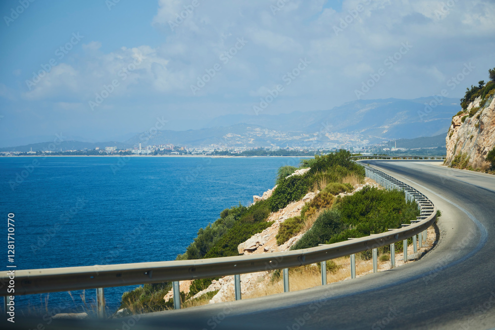 Obraz premium Demre, Turkey. - August 1, 2024: The road between Kemer and Kas, Turkey.