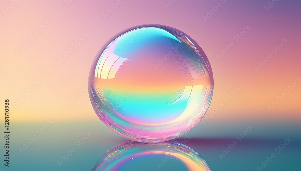 iridescent bubble on a pastel gradient background iridescent bubble on a pastel gradient background