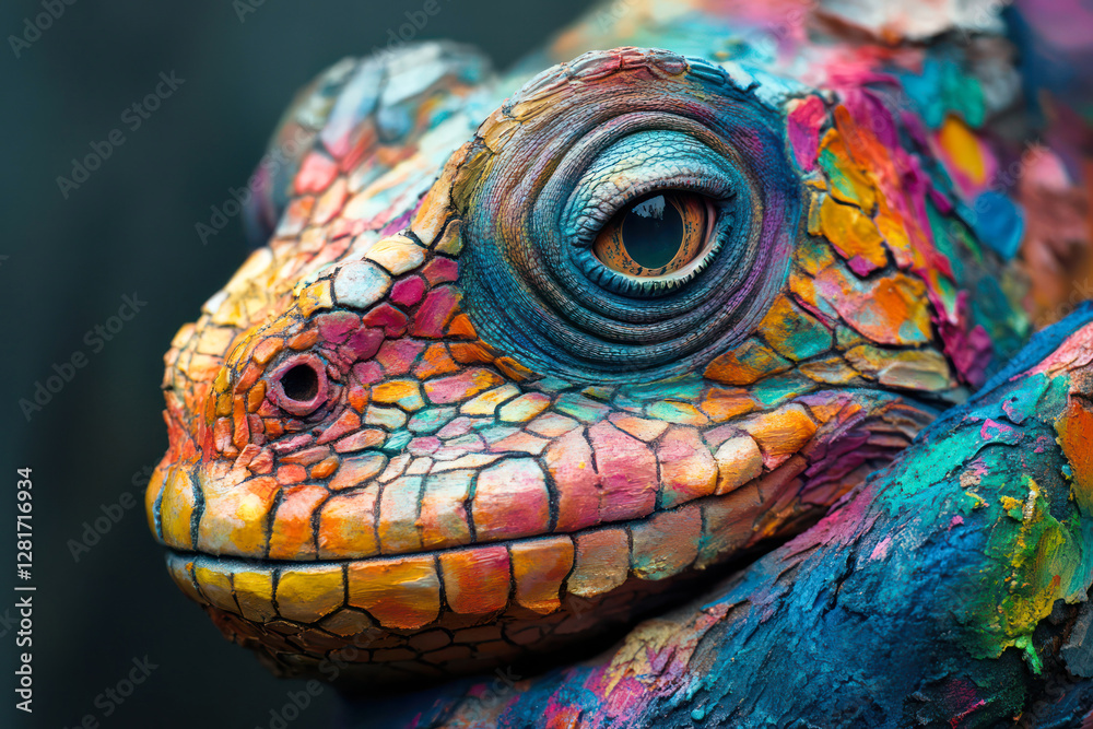 Obraz premium Vibrant Reptilian Vision: A Colorful Gaze
