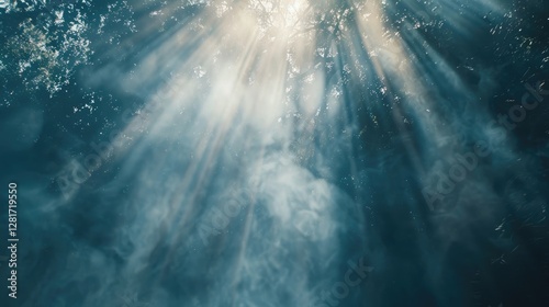 Light beams passing through mist