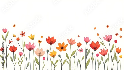 Colorful flowers in white background  