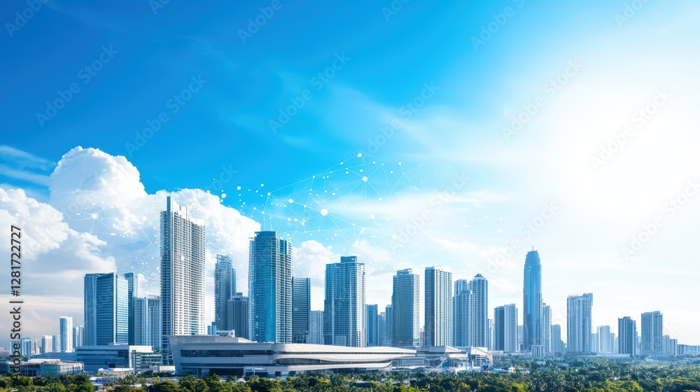 Obraz premium Innovative Smart City Concept with Connected Urban Buildings