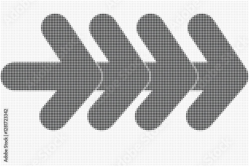 Vector abstract arrow halftone texture effect.