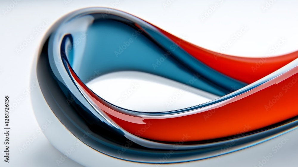 Fototapeta premium Abstract Red and Blue Twisted Sculpture in Glossy Finish