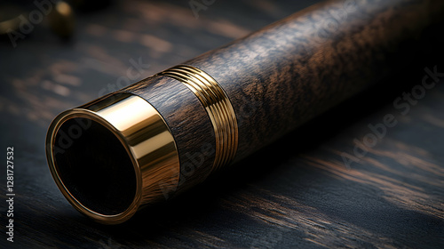 Wallpaper Mural Luxurious wooden rod detail, dark wood background, craftsmanship, fishing or musical instrument Torontodigital.ca