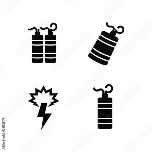 Explosive Dynamite Icon – Flat Vector Silhouette for Games & Websites 