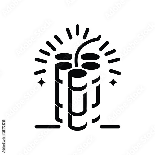 Explosive Dynamite Icon – Flat Vector Silhouette for Games & Websites 