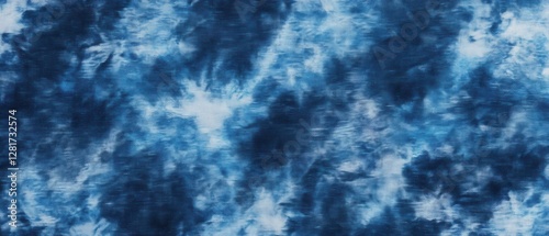 Indigo tie dye textile pattern with dynamic swirling design capturing a modern artistic style and textured fabric creating a visually appealing backdrop