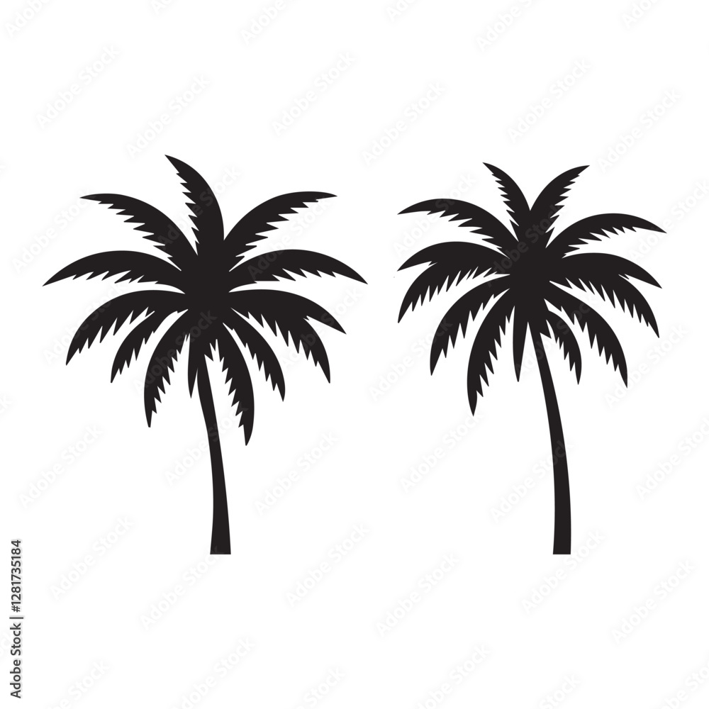 Fototapeta premium PrintBlack palm trees isolated on white background