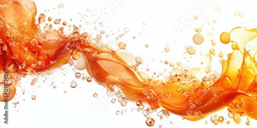 Wallpaper Mural Bright orange liquid flows dynamically with bubbles in a clear background captured in a creative abstract design Torontodigital.ca