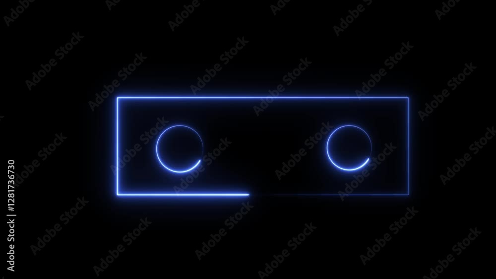 Abstract neon geometric line animation on black background. glowing blue line animation. Abstract neon geometric line animation on black background. glowing blue line animation.